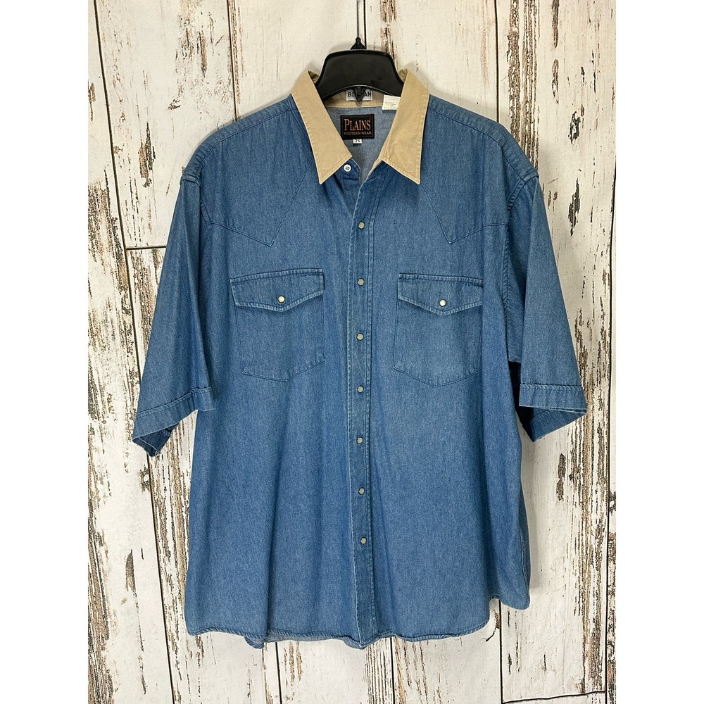 Men's Plains Western Pearl Snap Shirt Size 2X